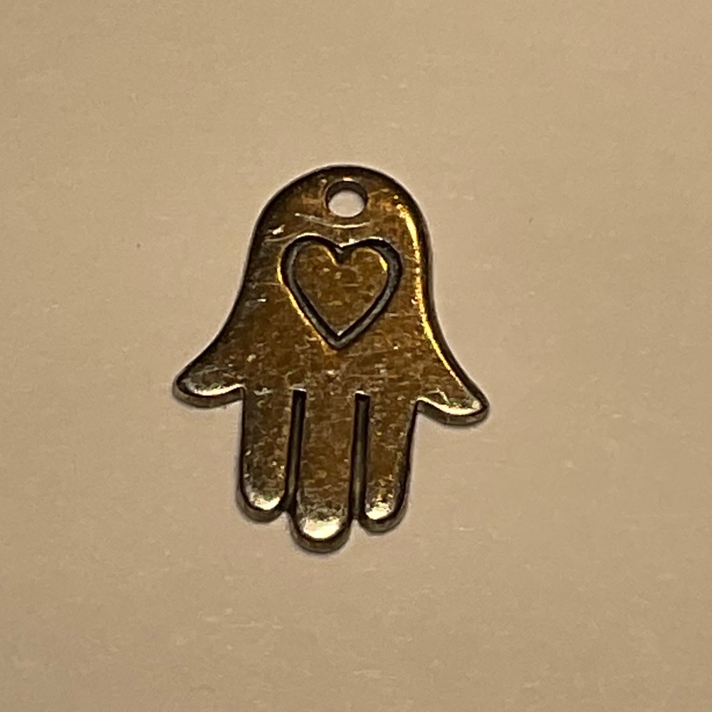 Sterling Silver Hamsa Hand With Engraved Heart Charm